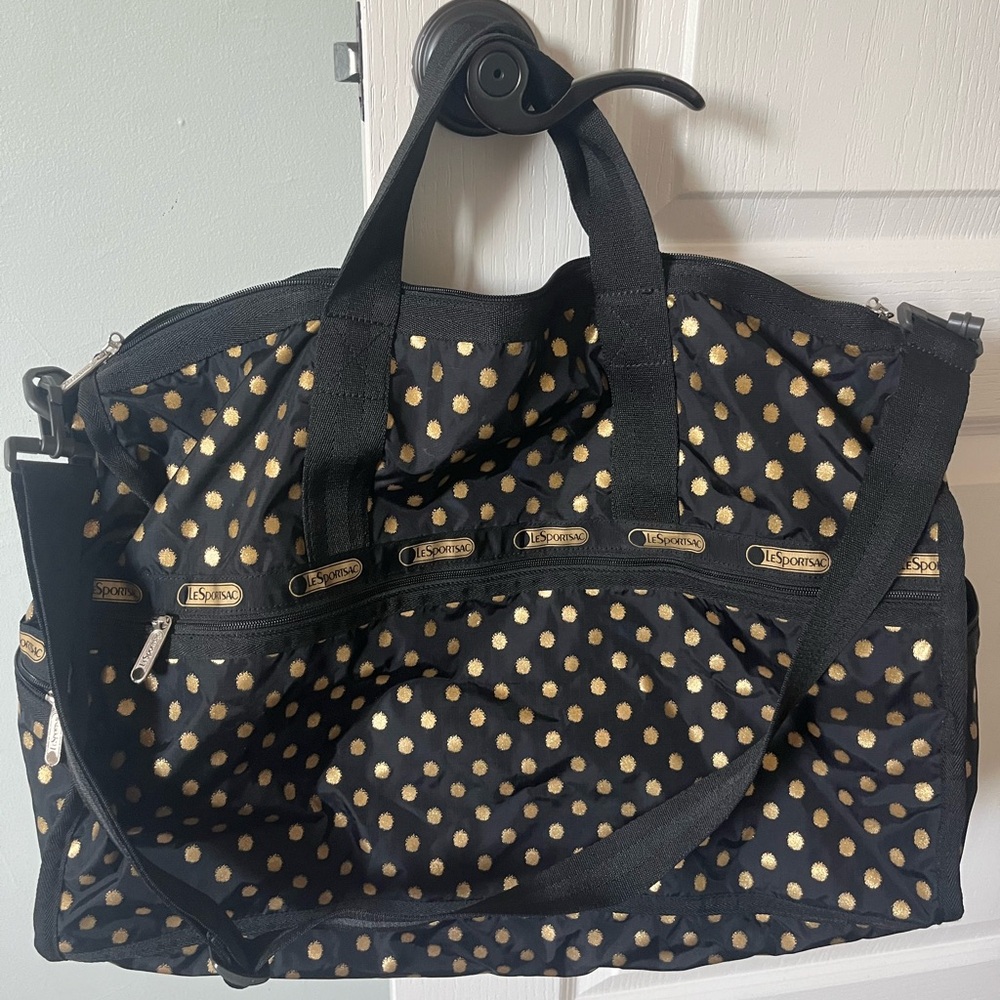 LeSportsac Classic Large Weekender in Black and Gold